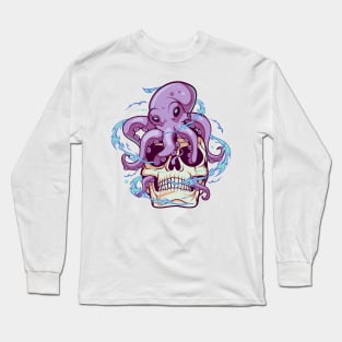 Skull with Octopus Long Sleeve T-Shirt